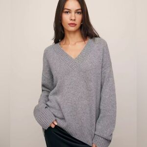Reformation- Jadey Cashmere Oversized V-neck Sweater NWOT